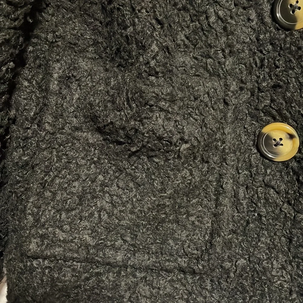 Free People so Soft Cozy Fuzzy Peacoat Coat Black Small XS